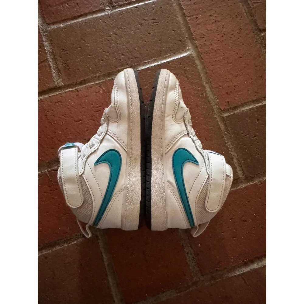 Nike Court Borough Mid 2 Kids White Teal Sneakers CD7784-117 Size 10C